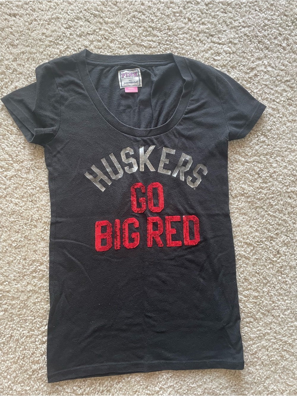 PINK Victoria's Secret Black Graphic Logo Tee